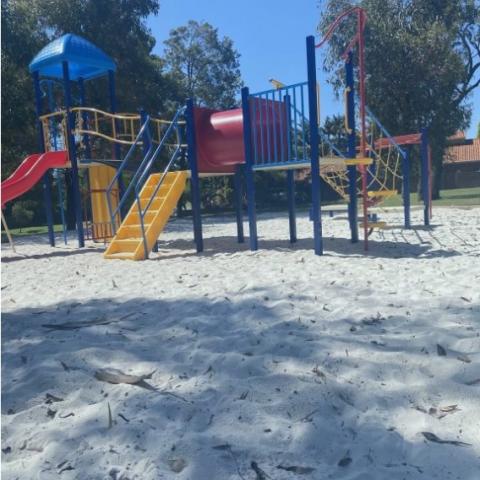 Playground climbing equipment and slide